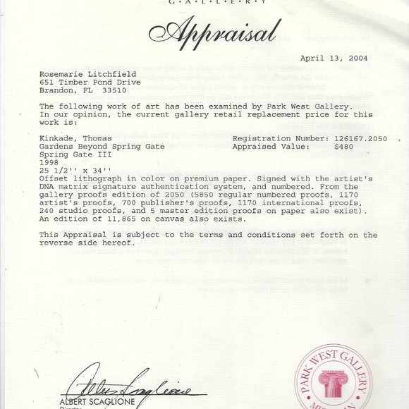 Unframed "Gardens Beyond Spring Gate" by Thomas Kinkade - Picture 9 of 12